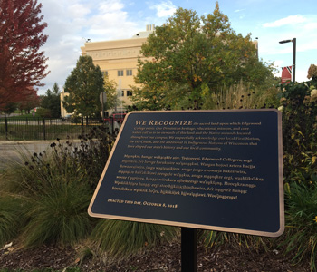 Plaque outside Edgewood College